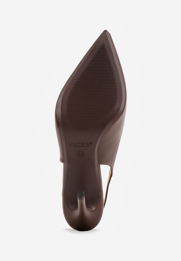 Renee - Brązowe Szpilki VICES Slingback z Wkładką ze Skóry Naturalnej Zoretta. Zapięcie: sprzączka. Kolor: brązowy. Materiał: skóra. Obcas: na szpilce. Styl: elegancki
