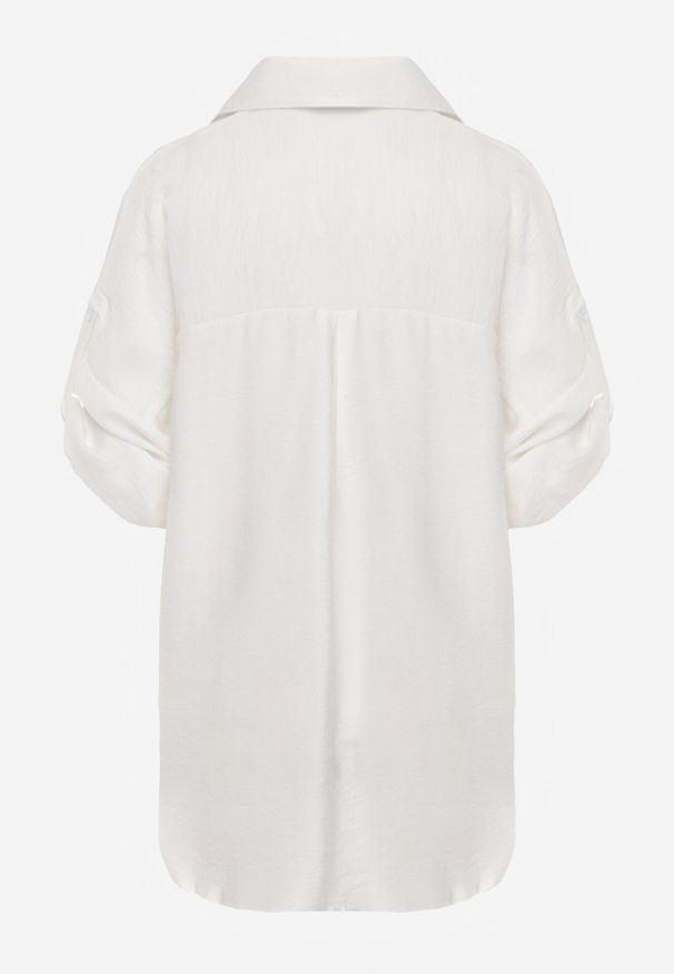 Born2be - Biała Nietoperzowa Koszula z Wiskozy z Haftem i Podpinanymi Rękawami Jilyla. Okazja: do pracy, na co dzień. Kolor: biały. Materiał: wiskoza. Długość: długie. Wzór: haft. Styl: elegancki, casual