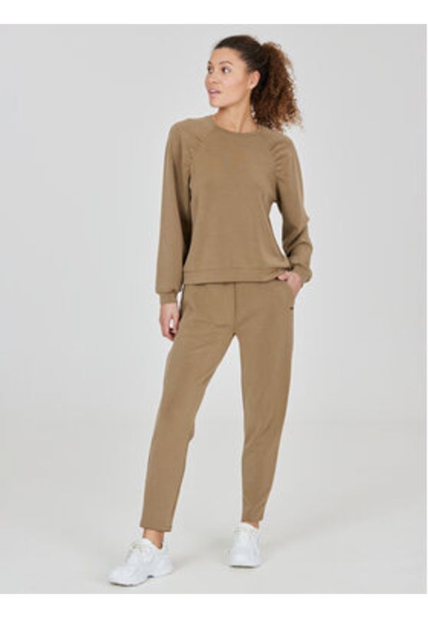 Athlecia Bluza Jillnana W Balloon Sleeve Sweat EA223322 Brązowy Regular Fit. Kolor: brązowy. Materiał: syntetyk