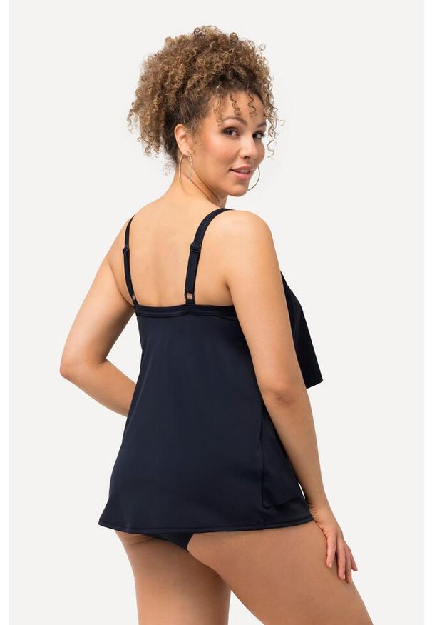 ULLA POPKEN - Damskie Tankini imitacja warstw miękkie miseczki z recyklingu. Kolekcja: plus size. Kolor: niebieski. Materiał: elastan, poliamid, materiał
