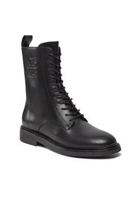 Tory Burch Botki Double T Combat Boot 154336 Czarny. Kolor: czarny. Materiał: skóra