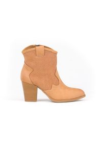Zapato - dziurkowane kowbojki - skóra naturalna - model 470 - kolor camelowy (39). Materiał: skóra #1