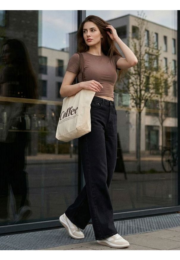 Sinsay - Bawełniana koszulka - brązowy. Kolor: brązowy. Materiał: bawełna