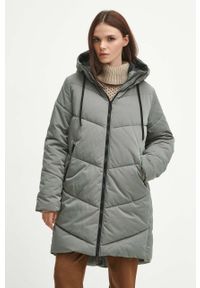 medicine - Medicine płaszcz damski kolor zielony zimowy. Kolor: zielony. Sezon: zima #6