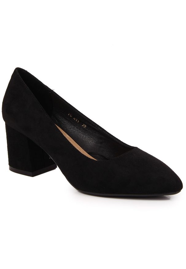 Czółenka na obcasie zamszowe czarne Sergio Leone PB411. Kolor: czarny. Materiał: zamsz. Szerokość cholewki: normalna. Obcas: na obcasie. Wysokość obcasa: średni