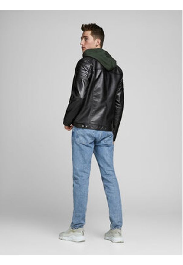 Jack & Jones Kurtka z imitacji skóry Rocky 12147218 Czarny Regular Fit. Kolor: czarny. Materiał: skóra