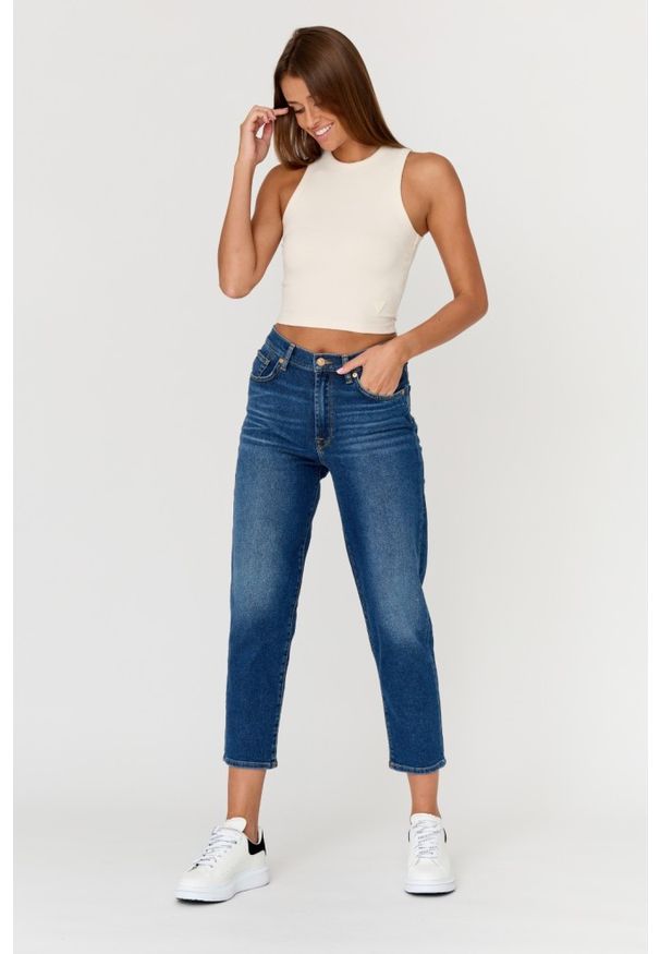 7 FOR ALL MANKIND Granatowe jeansy damskie MALIA LUXE VINTAGE BLUEPRINT. Kolor: niebieski. Styl: vintage