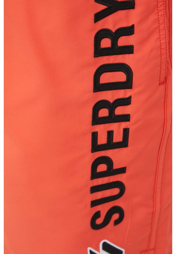 Superdry szorty kąpielowe kolor pomarańczowy. Kolor: pomarańczowy. Materiał: poliester, tkanina. Wzór: aplikacja