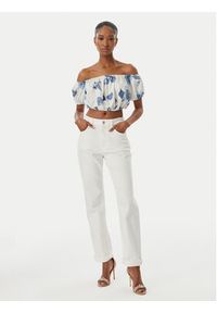 Guess Bluzka W6GHA1 W2447 Biały Regular Fit. Kolor: biały. Materiał: len #5