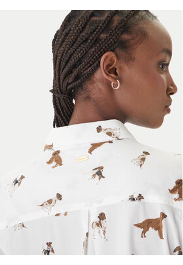 Barbour Koszula Safari LSH1357MI91 Biały Relaxed Fit. Kolor: biały. Materiał: wiskoza, bawełna