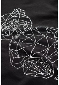 Guess - GUESS Czarny damski t-shirt na krótki rękaw z cyrkoniami Romy, Rozmiar M. Okazja: na co dzień. Kolor: czarny. Długość rękawa: krótki rękaw. Długość: krótkie. Styl: elegancki, casual #3