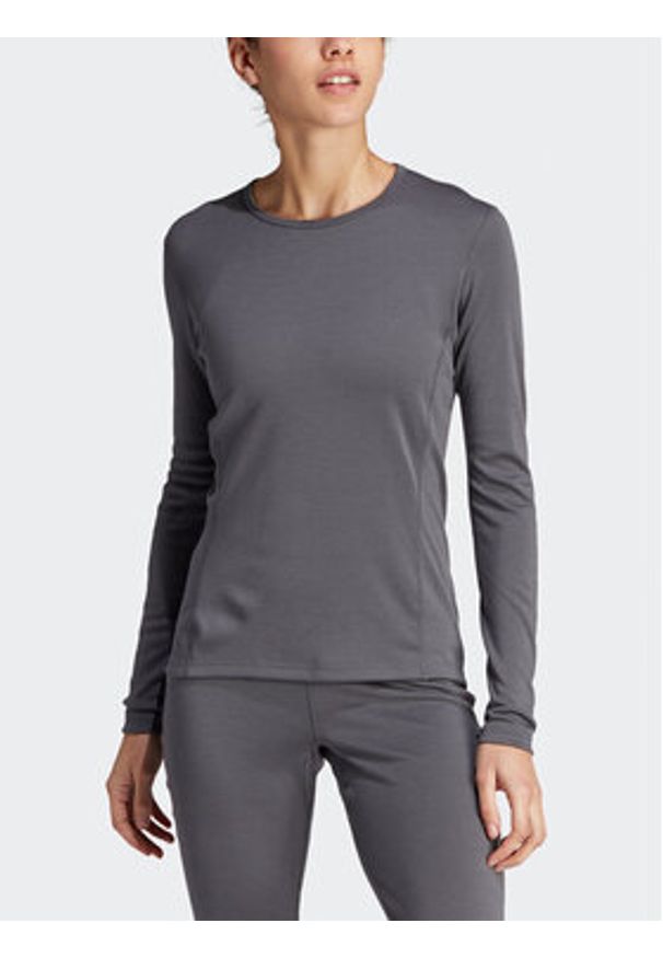 Adidas - adidas Bielizna termoaktywna górna Xperior Merino 260 HZ8546 Szary Slim Fit. Kolor: szary. Materiał: wełna