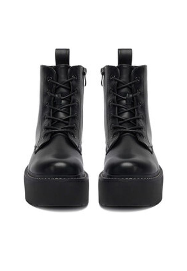 DeeZee Trzewiki 12663-1 -BLACK PU Czarny. Kolor: czarny. Materiał: materiał, syntetyk, skóra