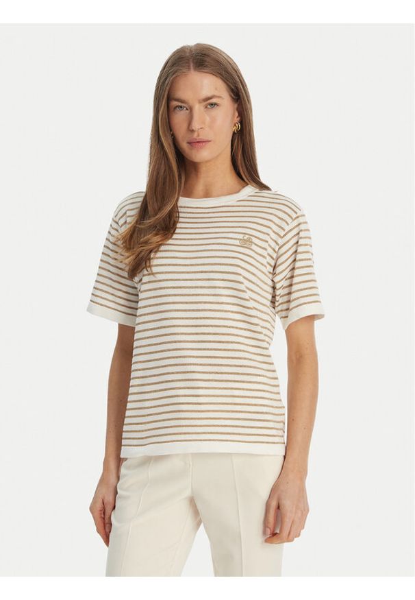 Luisa Spagnoli T-Shirt Cattolica 100402 Beżowy Regular Fit. Kolor: beżowy. Materiał: bawełna