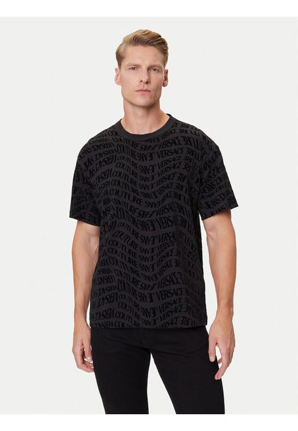 Versace Jeans Couture T-Shirt 79GAH6R0 JS511 Czarny Regular Fit. Kolor: czarny. Materiał: bawełna