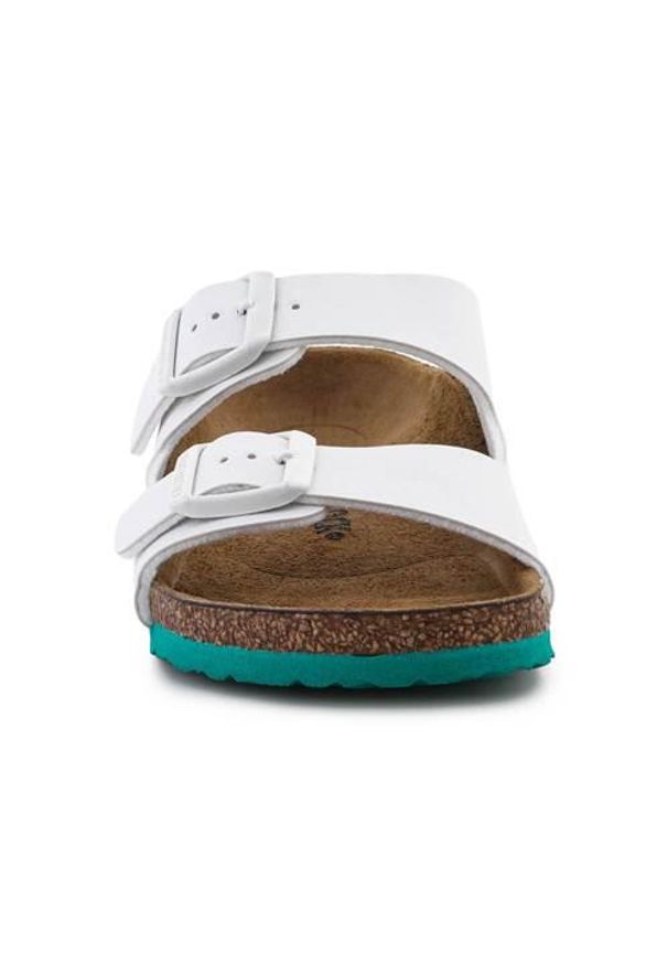 Klapki dla dzieci Birkenstock Arizona. Kolor: biały. Materiał: skóra, materiał, syntetyk