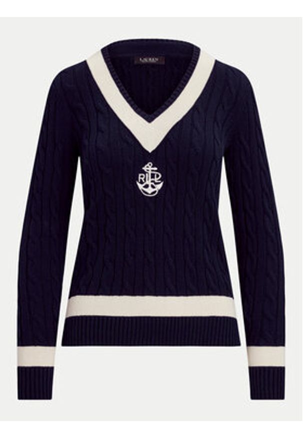 Lauren Ralph Lauren - LAUREN RALPH LAUREN Sweter 200957479002 Granatowy Regular Fit. Kolor: niebieski. Materiał: bawełna