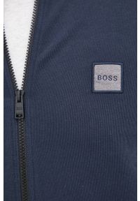 BOSS - Boss Bluza bawełniana Casual męska kolor granatowy gładka. Okazja: na co dzień. Kolor: niebieski. Materiał: bawełna. Wzór: gładki. Styl: casual