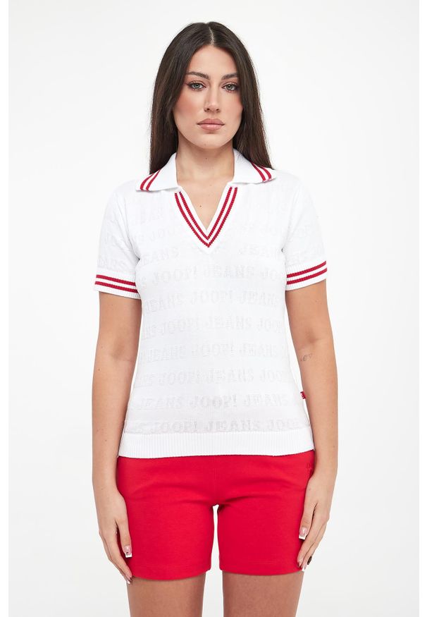 JOOP! Jeans - Polo damskie z tłoczonym logo Kalena JOOP! JEANS. Typ kołnierza: polo