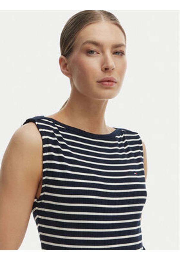 TOMMY HILFIGER - Tommy Hilfiger Sukienka codzienna WW0WW49311 Granatowy Slim Fit. Okazja: na co dzień. Kolor: niebieski. Materiał: wiskoza. Typ sukienki: proste. Styl: casual