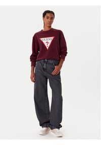 Guess Bluza W2YQ16 KBA11 Bordowy Regular Fit. Kolor: czerwony. Materiał: bawełna