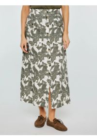 Big-Star - Spódnica damska lniana midi w roślinny wzór Roliana 000. Kolor: wielokolorowy. Materiał: len. Styl: wizytowy, elegancki #6