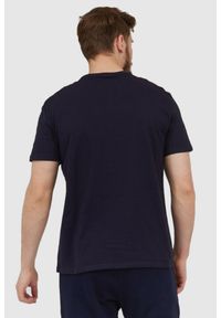 Armani Exchange - ARMANI EXCHANGE Granatowy t-shirt męski z dużym logo, Rozmiar M. Kolor: niebieski. Materiał: prążkowany