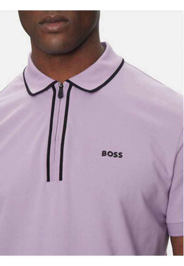 BOSS Polo Philix Tape 50537489 Różowy Regular Fit. Typ kołnierza: polo. Kolor: różowy. Materiał: bawełna