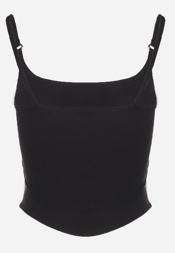 Born2be - Czarny Top na Regulowanych Ramiączkach Deviosa. Okazja: na co dzień. Kolor: czarny. Materiał: materiał. Długość rękawa: na ramiączkach. Styl: klasyczny, elegancki, casual