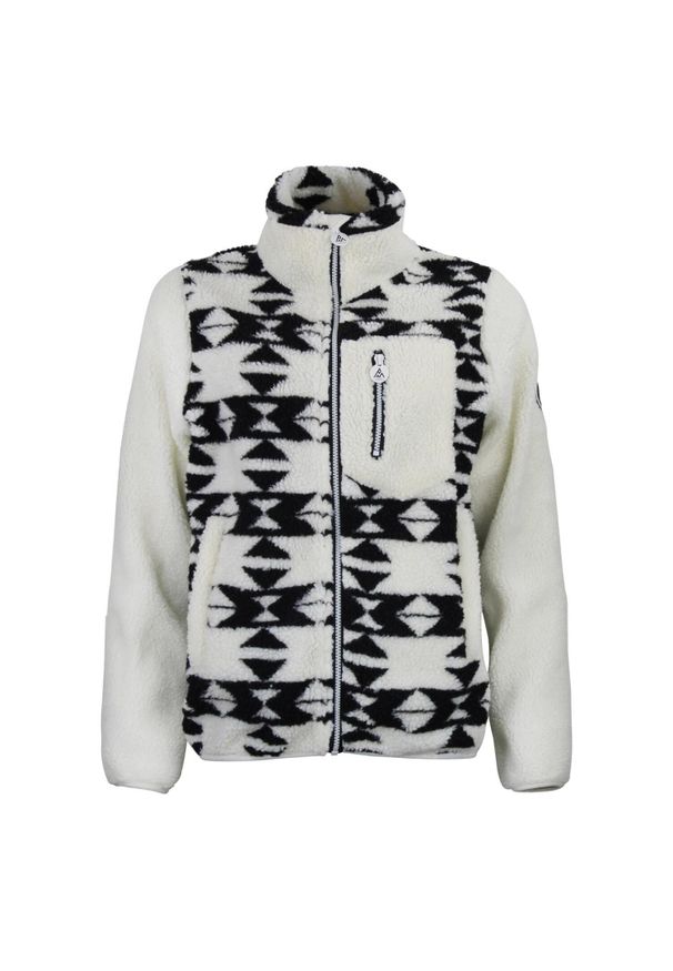 PEAK MOUNTAIN - Polar zippowany z kieszenią na piersi dla kobiet Peak Mountain Sherpa 350G. Kolor: wielokolorowy, biały, beżowy. Materiał: polar