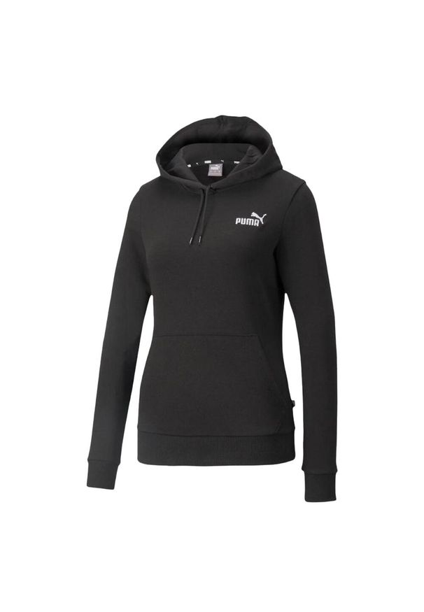 Puma - Damska Bluza Z Kapturem Z Haftem Essential. Typ kołnierza: kaptur. Kolor: czarny. Wzór: haft