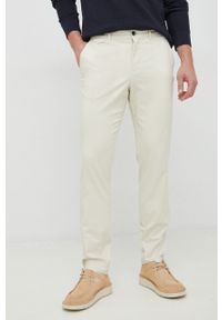 Sisley spodnie męskie kolor beżowy dopasowane. Kolor: beżowy #1