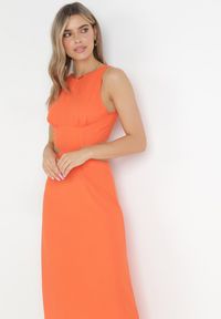 Born2be - Pomarańczowa Trapezowa Sukienka Maxi z Wycięciami Amandika. Kolor: pomarańczowy. Typ sukienki: trapezowe. Długość: maxi #5