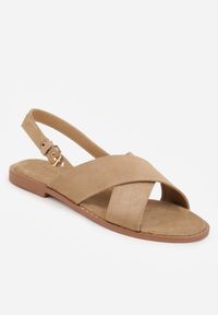 Born2be - Beżowe Sandały VICES z Paskami w Kształcie X z Imitacji Zamszu Laraida. Okazja: na co dzień. Zapięcie: pasek. Kolor: beżowy. Materiał: zamsz. Wzór: paski. Sezon: lato. Styl: casual, elegancki #9