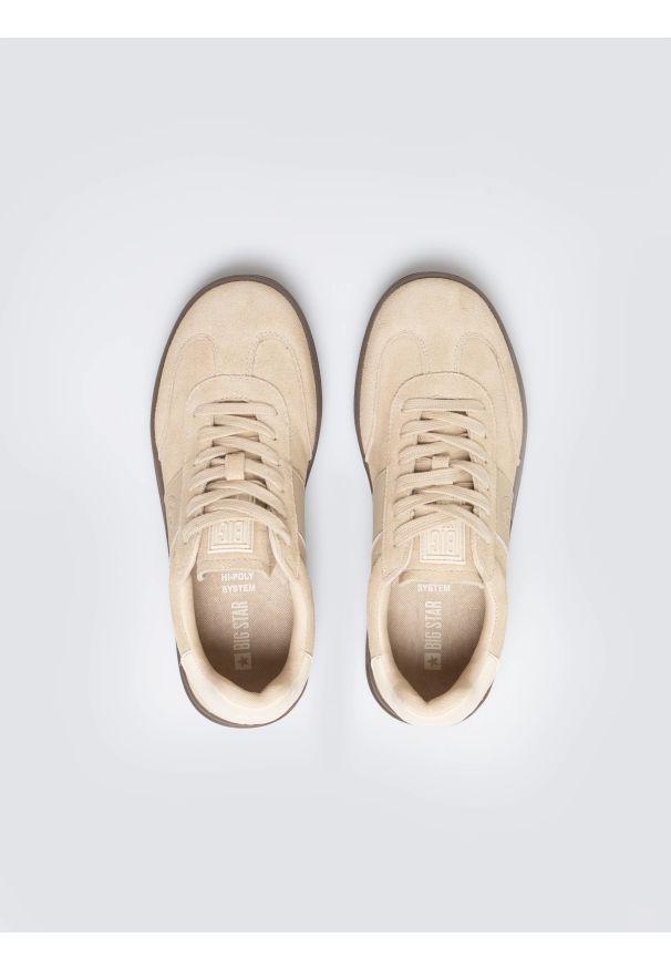 Big-Star - Sneakersy damskie ze skóry naturalnej zamszowej beżowe SS274689 801. Okazja: na co dzień. Kolor: beżowy. Materiał: zamsz, skóra. Szerokość cholewki: normalna
