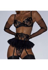 Intica - Komplet bielizny z regulowanymi paskami i przezroczystymi wstawkami Zakira. Kolor: czarny. Materiał: materiał, skóra. Wzór: paski #4