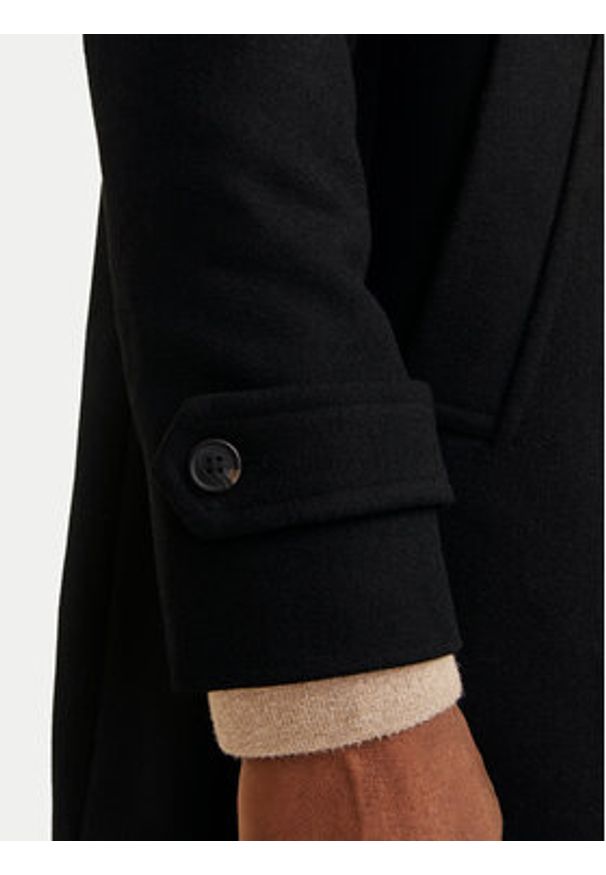 Jack & Jones Płaszcz wełniany Melton 12258672 Czarny Regular Fit. Kolor: czarny. Materiał: wełna