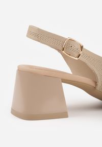 Renee - Ciemnobeżowe Czółenka VICES Soft Fit Slingback na Lakierowanym Słupku z Elastyczną Cholewką Comfort Coromenis. Zapięcie: sprzączka. Kolor: beżowy. Materiał: lakier. Szerokość cholewki: normalna. Obcas: na słupku. Styl: elegancki #7