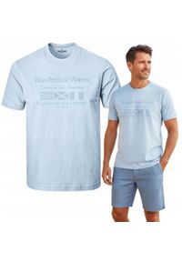 Męska Koszulka (T-Shirt) - Pako Jeans - Błękitna z Nadrukiem. Okazja: na co dzień. Kolor: niebieski. Materiał: bawełna. Wzór: nadruk. Styl: casual #4