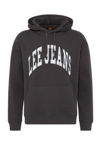 Lee - LEE VARSITY HOODIE MĘSKA BLUZA Z KAPTUREM LOGO WASHED BLACK LL80RFON. Typ kołnierza: kaptur