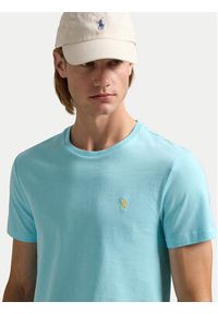 Polo Ralph Lauren T-Shirt 710671438407 Błękitny Slim Fit. Typ kołnierza: polo. Kolor: niebieski. Materiał: bawełna #5