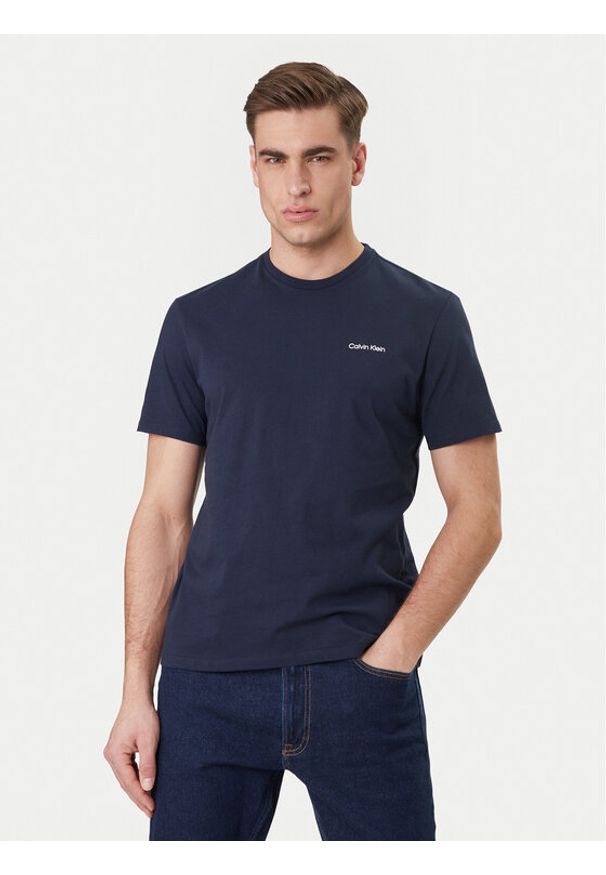 Calvin Klein T-Shirt Micro Logo LV04LC255G Granatowy Regular Fit. Kolor: niebieski. Materiał: bawełna