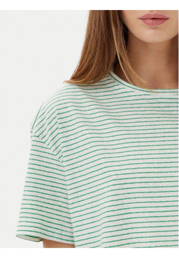 TOMMY HILFIGER - Tommy Hilfiger T-Shirt WW0WW44553 Zielony Regular Fit. Kolor: zielony. Materiał: len, bawełna