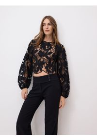 Reserved - Spodnie flare - czarny. Kolor: czarny. Materiał: wiskoza, tkanina #1