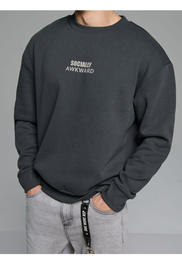 Sinsay - Bluza crewneck z nadrukiem - szary. Kolor: szary. Wzór: nadruk