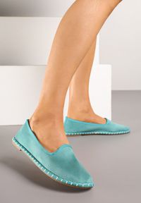 Born2be - Niebieskie Espadryle Balerinki z Ozdobnymi Przeszyciami Firavione. Okazja: na co dzień, na imprezę. Kolor: niebieski. Materiał: len. Sezon: lato. Styl: klasyczny, casual #3