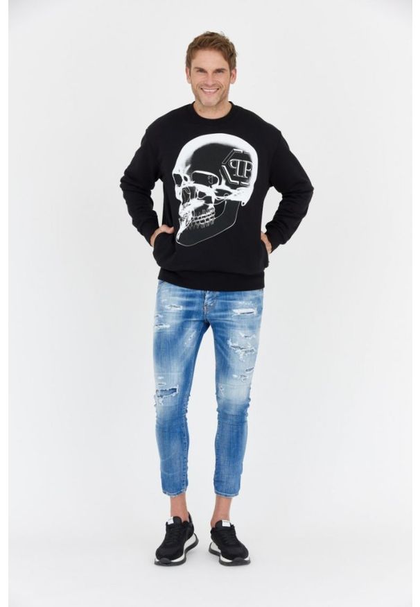 Philipp Plein - PHILIPP PLEIN Czarna bluza męska x-ray skull. Kolor: czarny