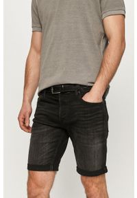 Jack & Jones Szorty jeansowe męskie kolor czarny. Kolor: czarny. Materiał: jeans. Wzór: gładki