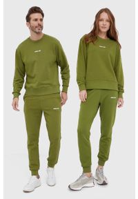 Save The Duck Spodnie kolor beżowy gładkie. Kolor: zielony. Materiał: dzianina. Wzór: gładki #1