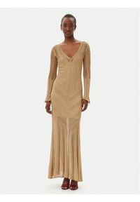 TwinSet - TWINSET Sukienka dzianinowa 251TT3180 Beżowy Slim Fit. Kolor: beżowy. Materiał: syntetyk #1